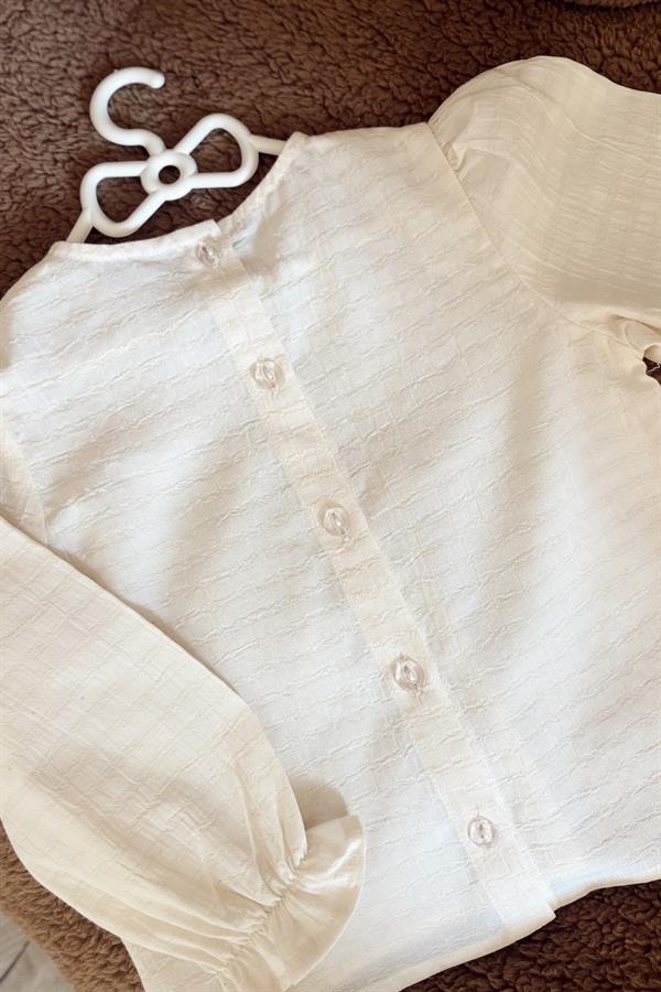 Pamuklu Kumaş Kız Çocuk Gömlek Bej