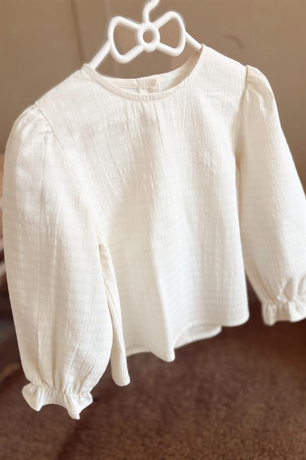 Pamuklu Kumaş Kız Çocuk Gömlek Bej