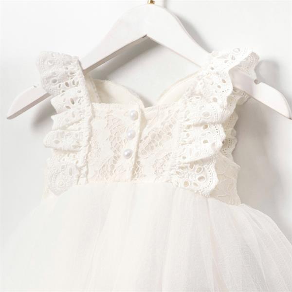 Payet Kanatlı Kız Bebek Romper Beyaz