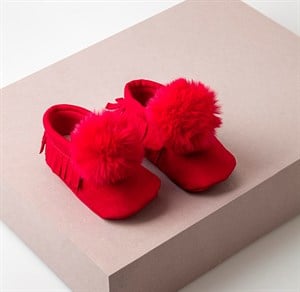 Ponponlu Kız Bebek Makosen Kırmızı