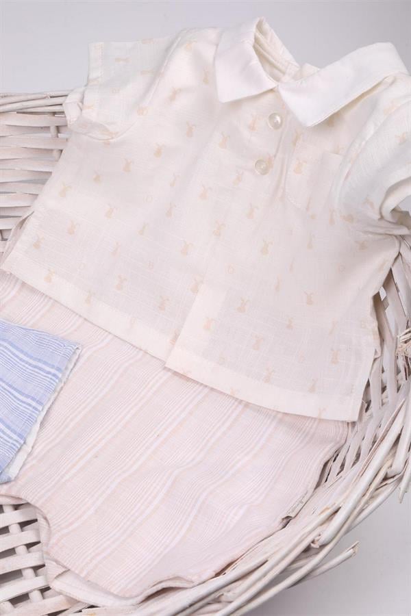 Tavşan Desenli Bebek Şortlu Tulum