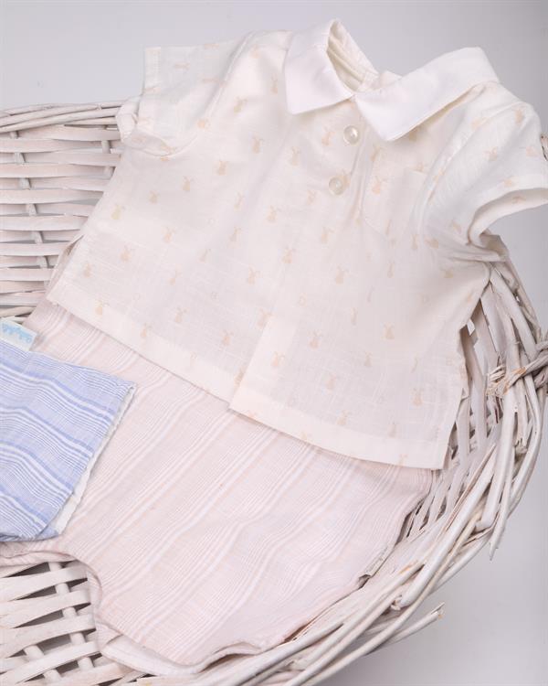 Tavşan Desenli Bebek Şortlu Tulum