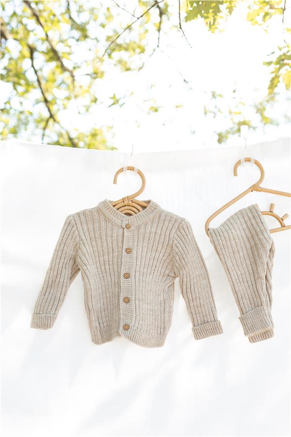 Triko Bereli Alt Üst Takım Bebek Set Kahverengi