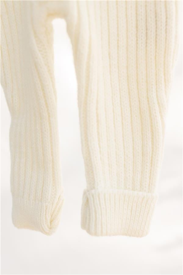 Triko Bereli Tulum Bebek Set Ekru