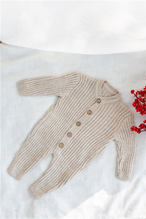 Triko Bereli Tulum Bebek Set Kahverengi