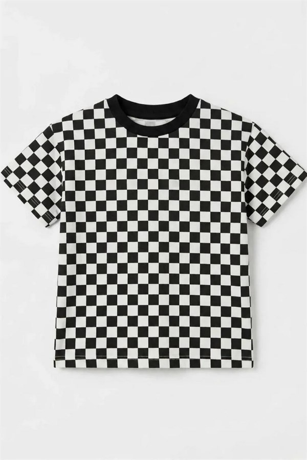 Unisex Çocuk Damalı Tshirt
