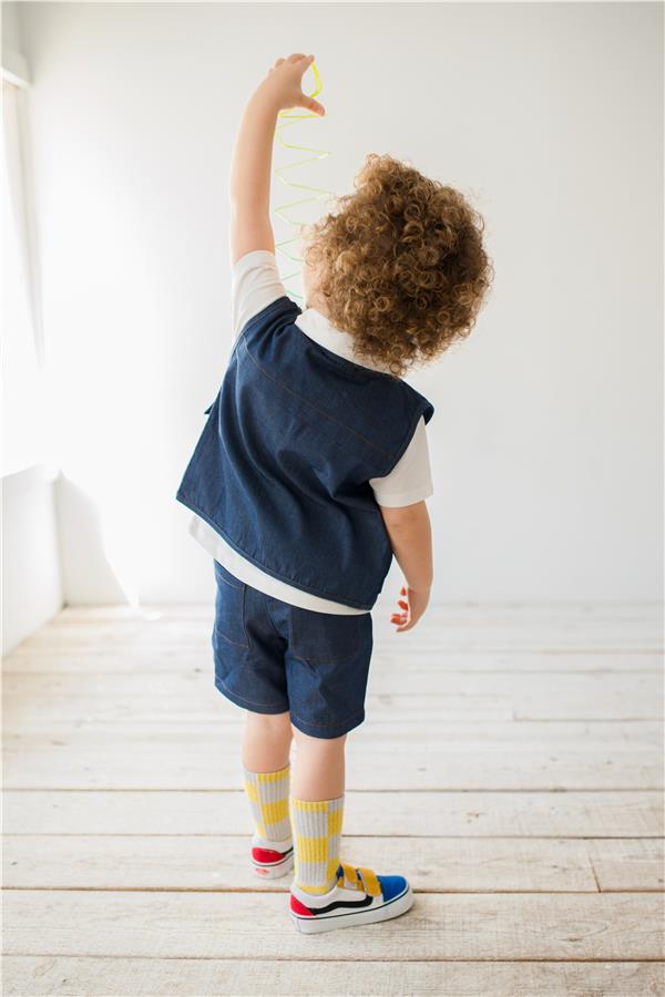 Yelekli Erkek Bebek Kot Takım İndigo