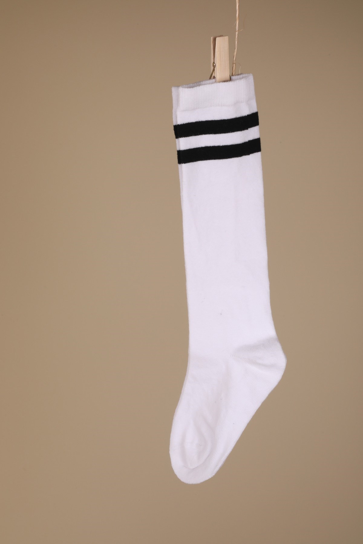 Diz Altı Çizgili Kolej Çorap Beyaz Çocuk Çorabı