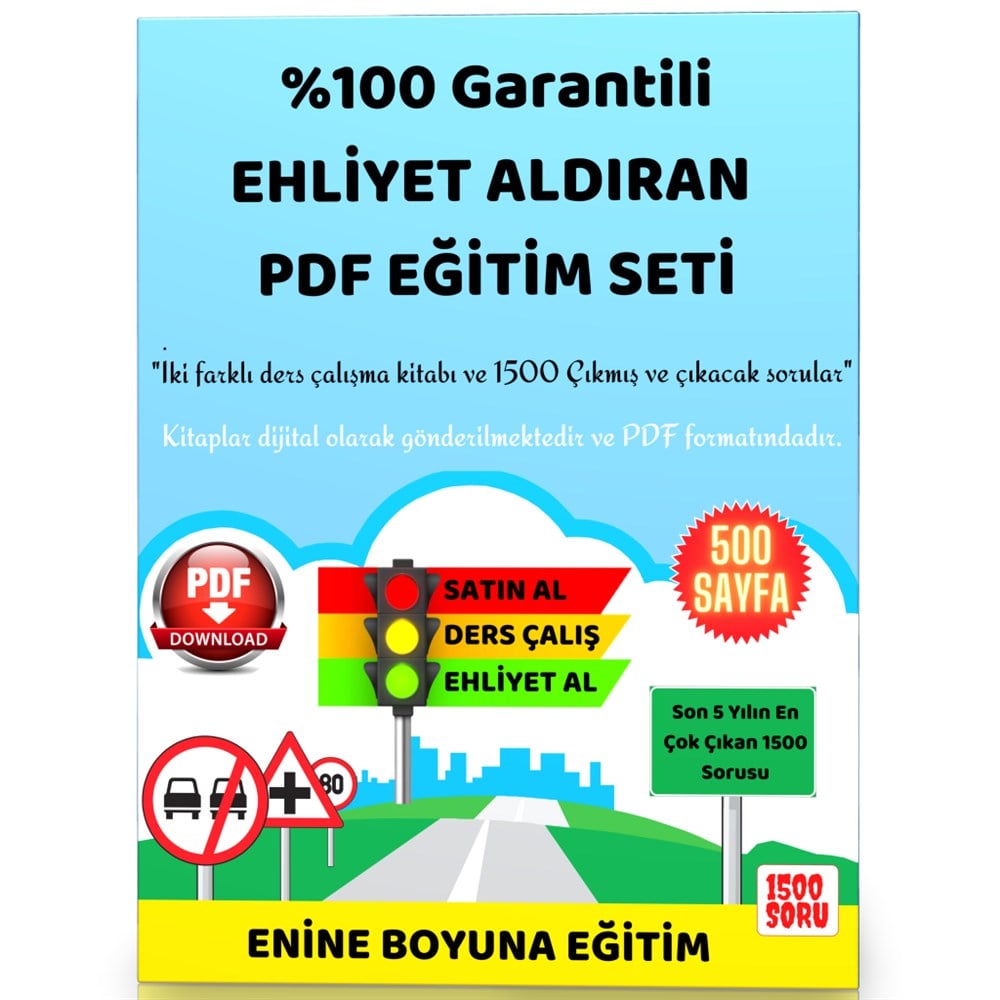%100 Garantili Ehliyet Aldıran PDF Eğitim Seti