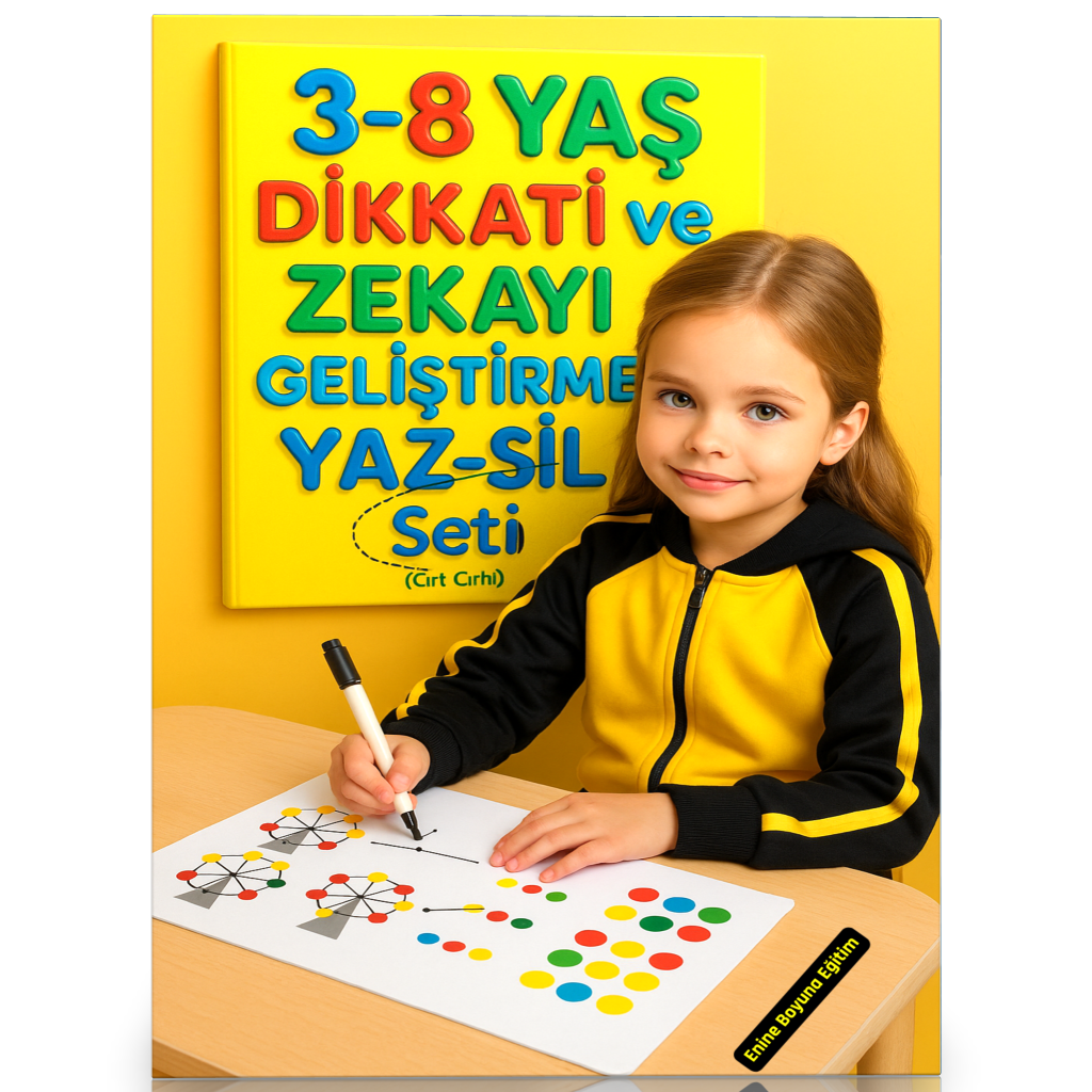 3-8 YAŞ Dikkati ve Zekayı Geliştirme YAZ-SİL Eğitim Seti (Cırt Cırtlı)