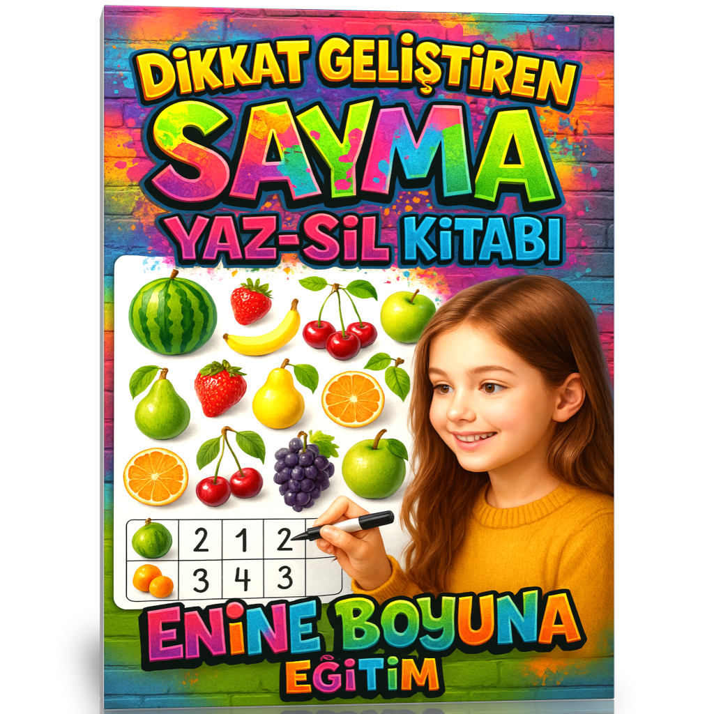 3-9 YAŞ Dikkat Geliştiren SAYMA YAZ-SİL Kitabı (Karışık Nesneleri Bul)