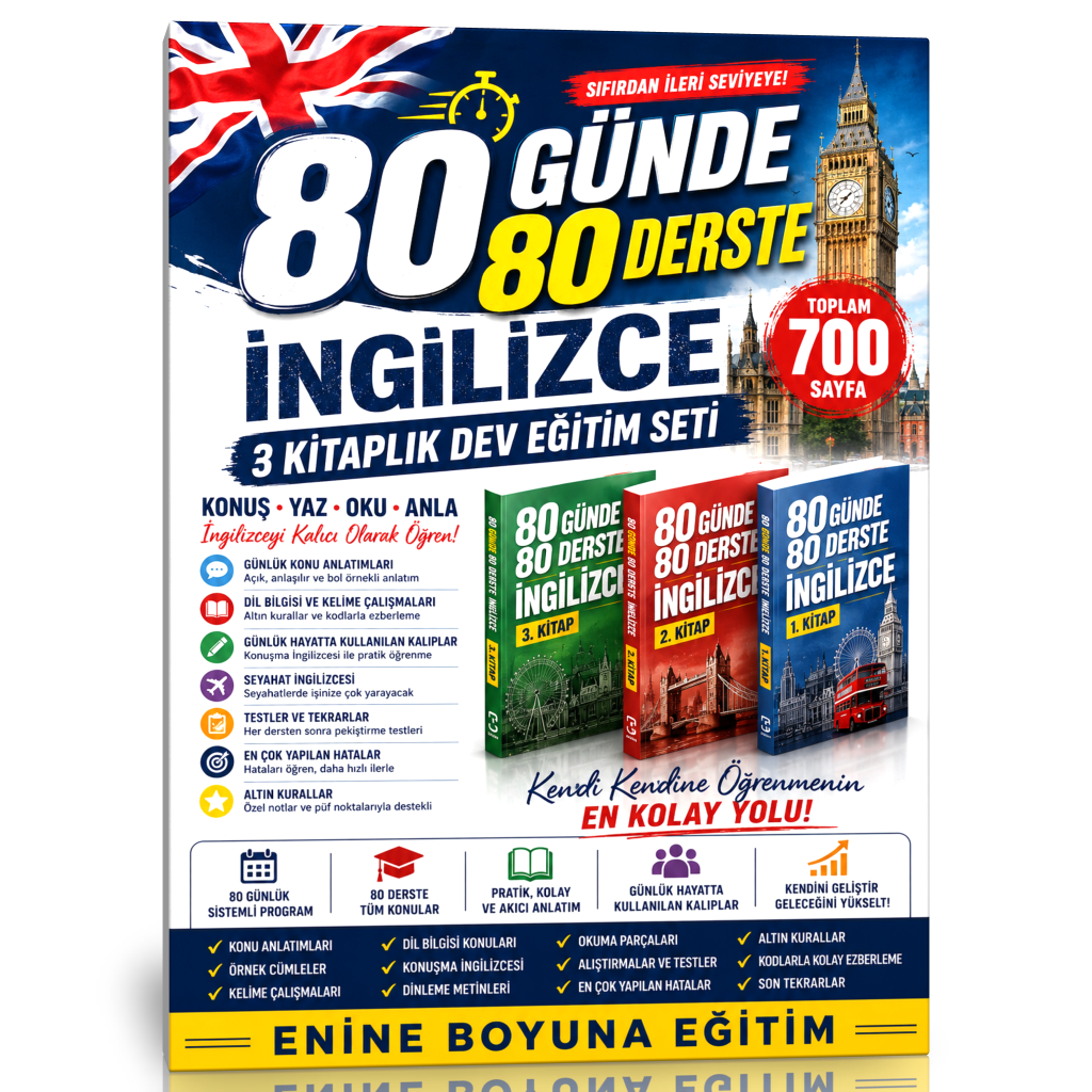 80 Günde 80 Derste İngilizce Eğitim Seti (3 Kitap)
