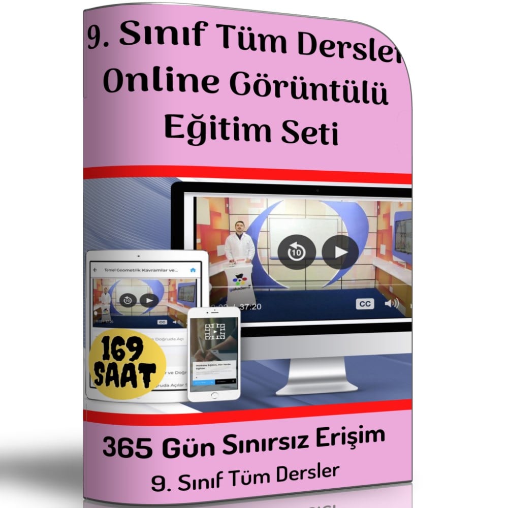 9.Sınıf Tüm Dersler Online Görüntülü Eğitim Seti