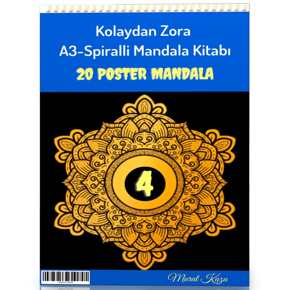 A-3 Spiralli Kolaydan Zora Mandala Kitabı-4 (20 Poster Mandala)