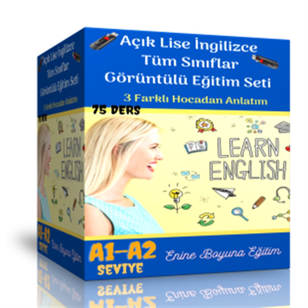 Açık Lise İngilizce Tüm Sınıflar Görüntülü Eğitim Seti  (75 Ders Videosu)