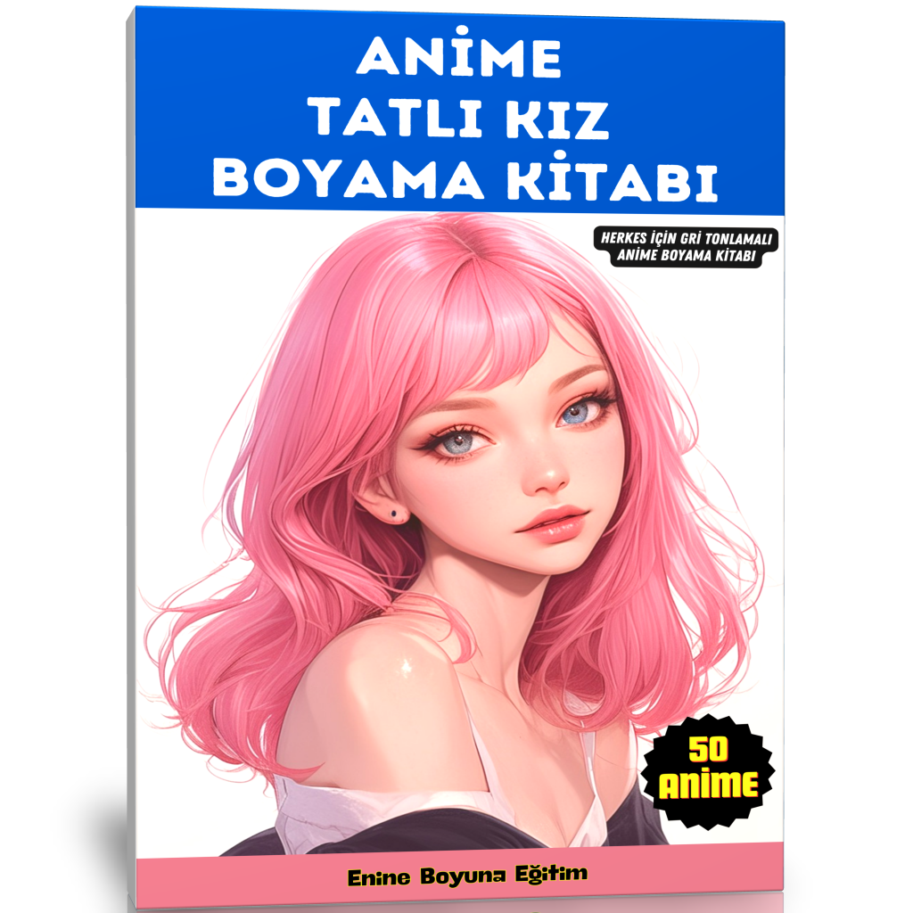 Anime Tatlı Kız Boyama Kitabı (50 Boyama Sayfası)