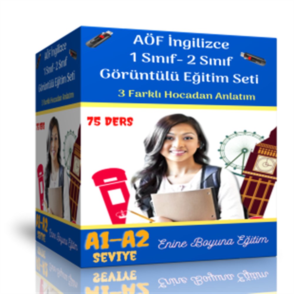 AÖF Tüm Sınıflar İngilizce Görüntülü Eğitim Seti  (75 Ders Videosu)