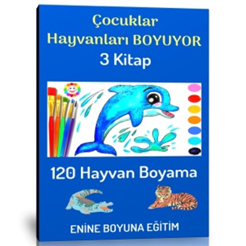 Çocuklar Hayvanları Boyuyor Boyama Kitap Seti (3 Kitap)