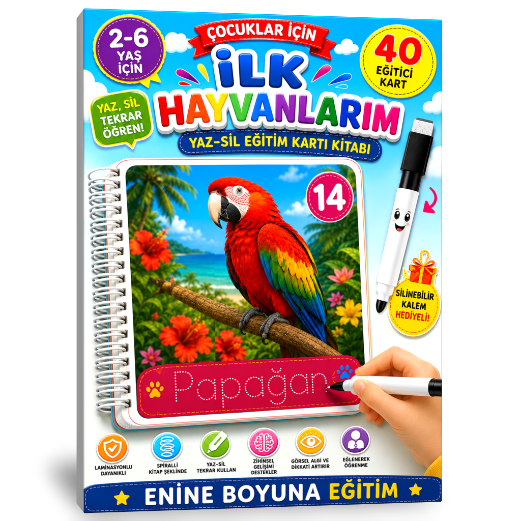 Çocuklar İçin İlk Hayvanlarım Kartlar Kitabı 