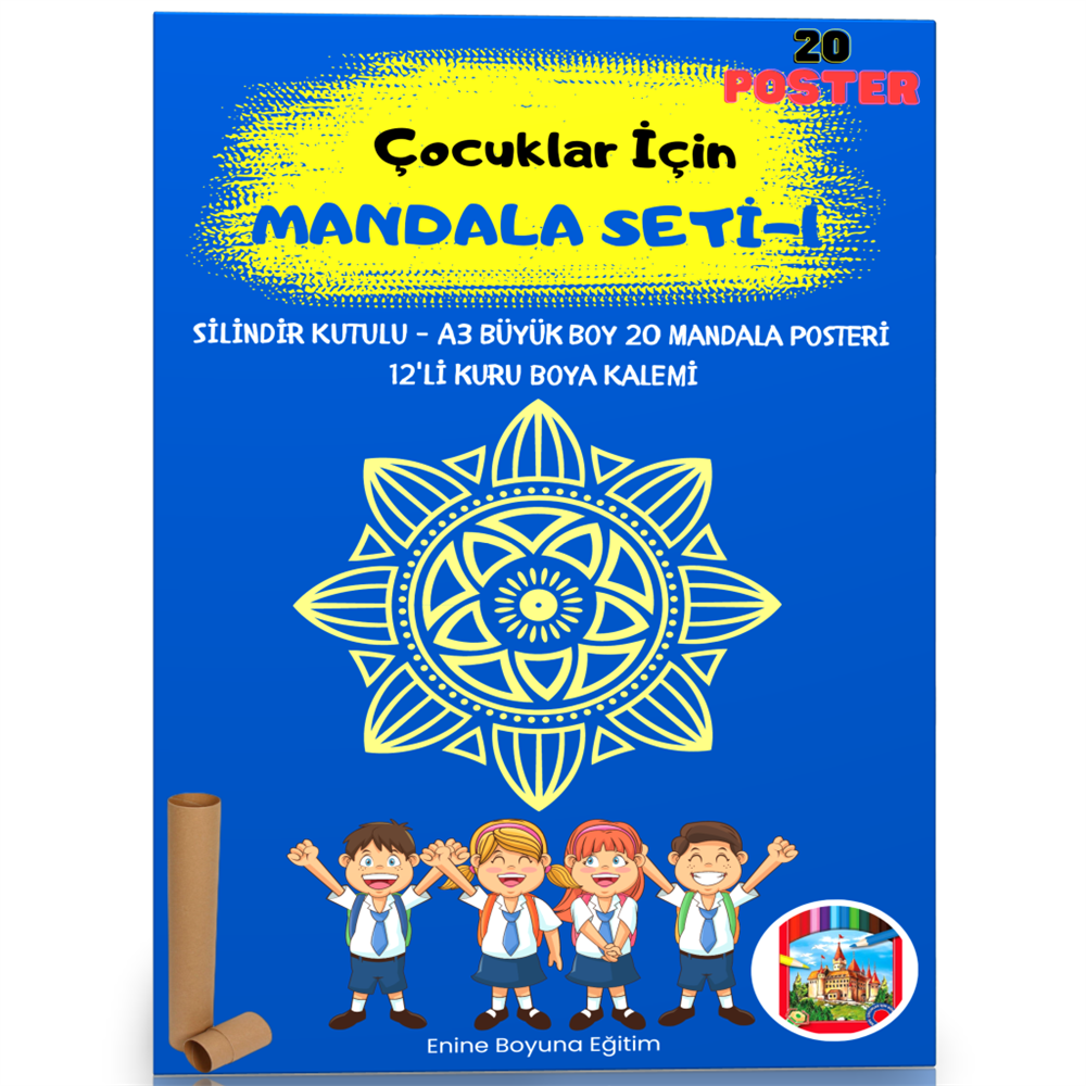 Çocuklar İçin Mandala Boyama Seti-1 (20 Süper POSTER MANDALA)
