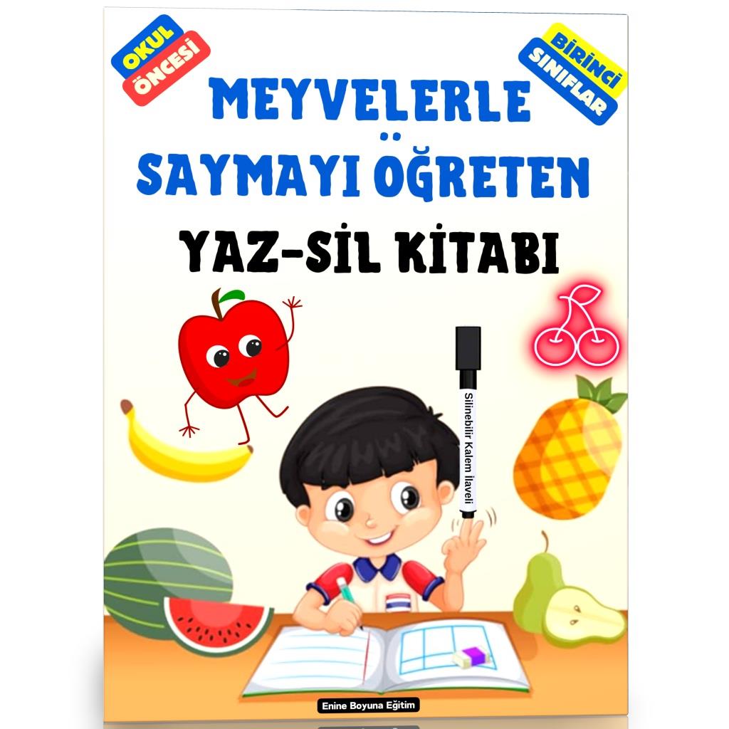 Çocuklara Meyvelerle Saymayı Öğreten YAZ-SİL Kitabı