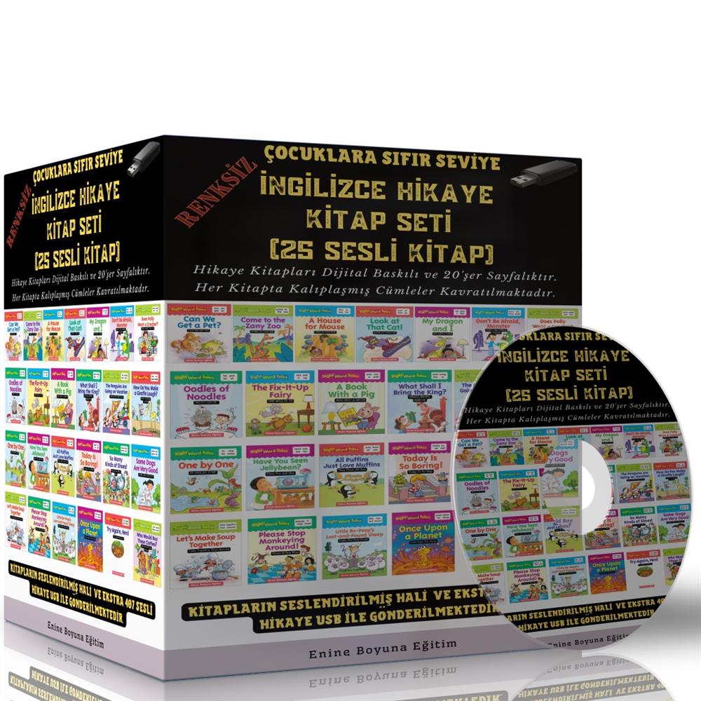 Çocuklara Sıfır Seviye İngilizce Hikaye Kitap Seti (25 Siyah Beyaz - Sesli Kitap)