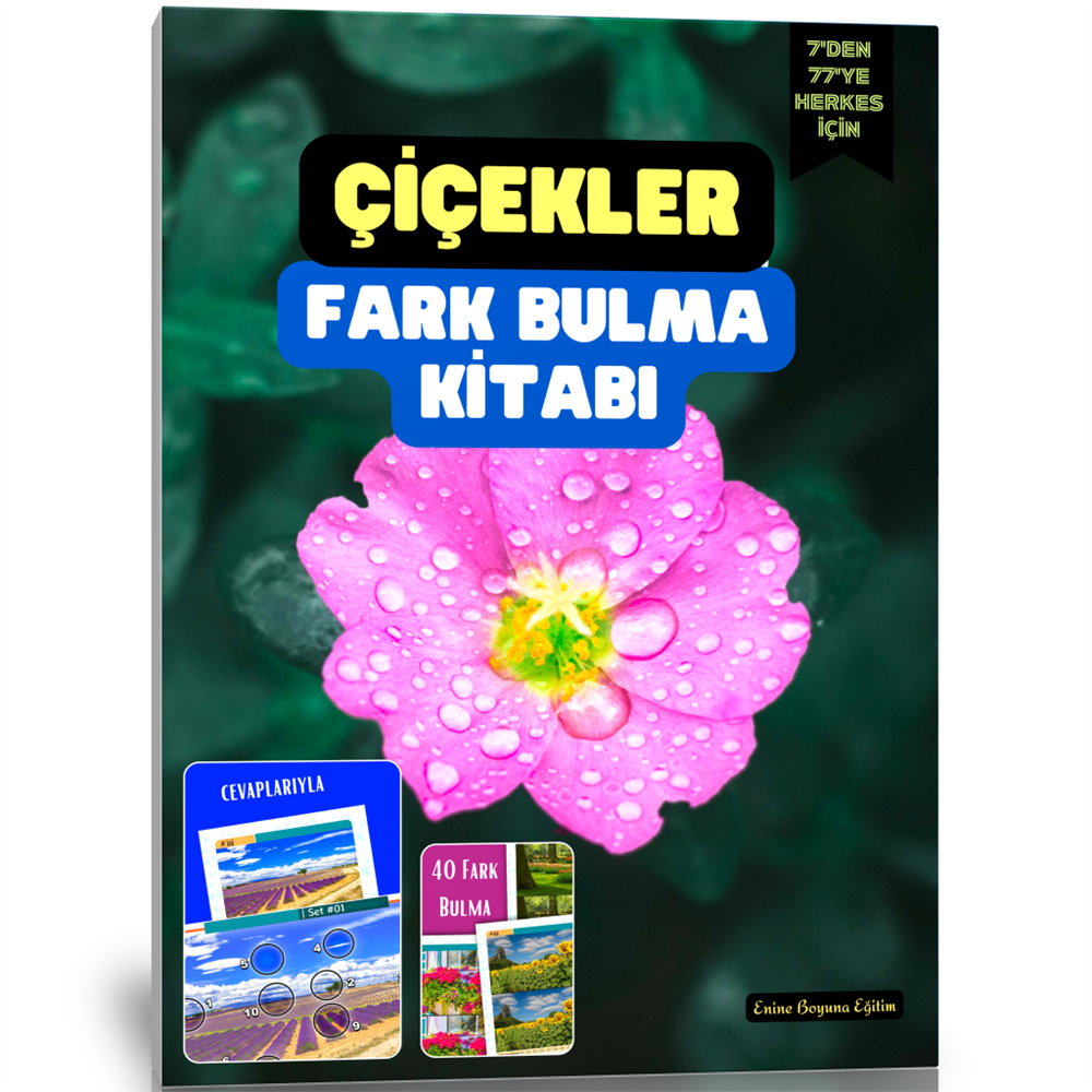 Herkes İçin Çiçekler Fark Bulma Kitabı (50 Tam Sayfa Fark Bulma)
