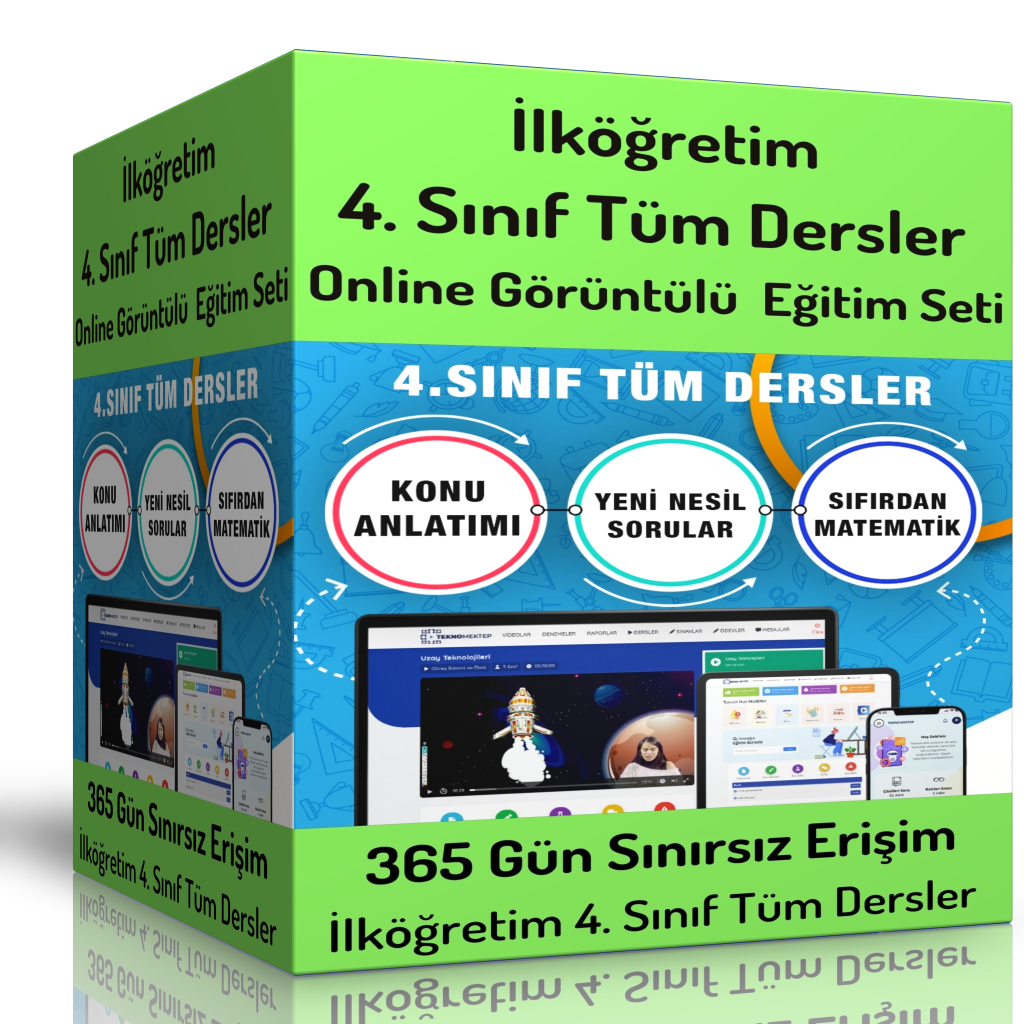 İlköğretim 4. Sınıf Tüm Dersler Online Görüntülü Eğitim Seti