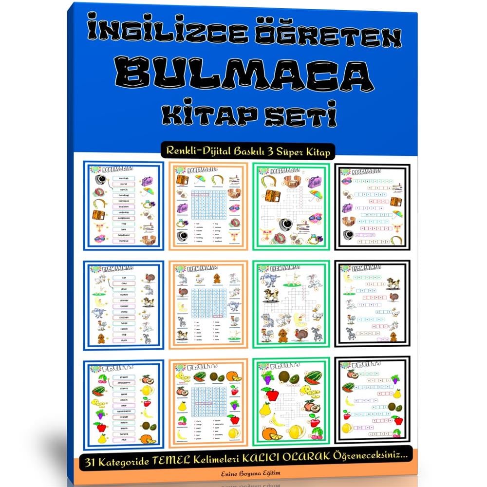 İngilizce Öğreten Bulmaca Kitabı (3 Kitaplık Süper Set)