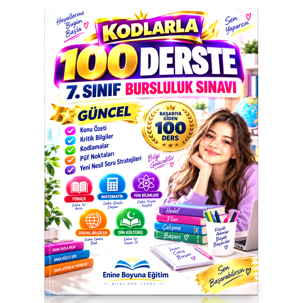 Kodlarla 100 Derste 7. Sınıf Bursluluk Sınavı – Güncel Hazırlık Kitabı