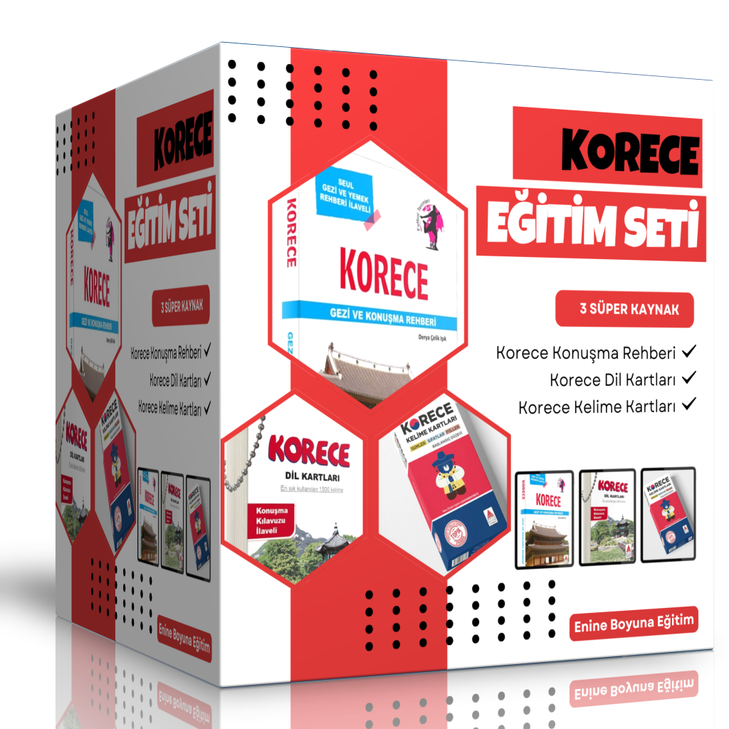 Korece Öğreten Eğitim Seti (Kitap ve Ezber Kartları)