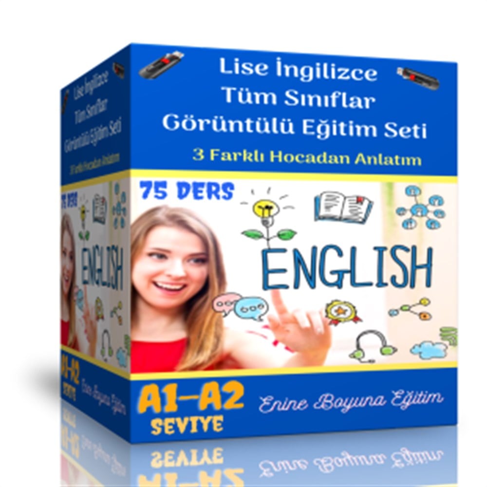 Lise İngilizce Tüm Sınıflar Görüntülü Eğitim Seti  (75 Ders Videosu)