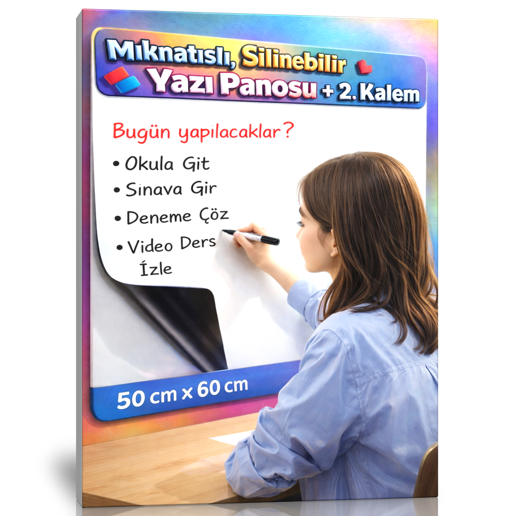 Manyetik Beyaz Yazı Tahtası 50x60 cm | Yaz-Sil Tahta | Silinebilir Yazı Panosu 