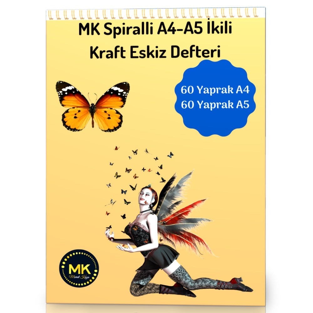MK Spiralli İkili Kraft Defter (A4-A5) 120 Yaprak