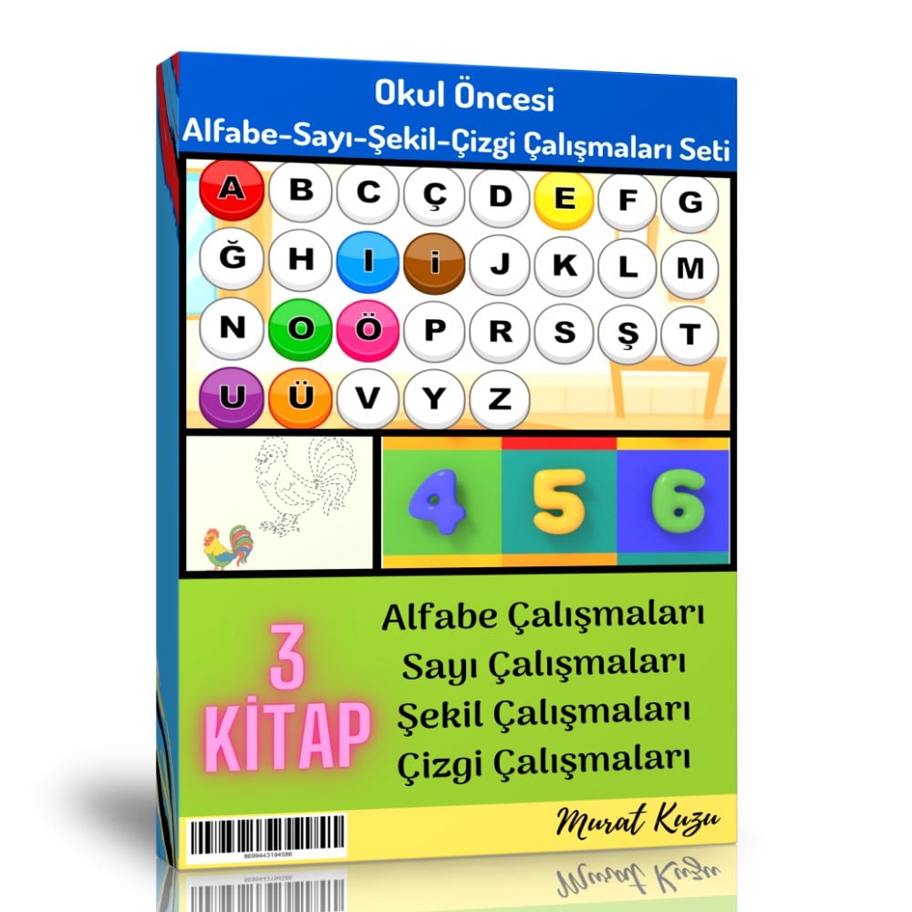 Okul Öncesi Alfabe-Sayı-Şekil-Çizgi Çalışmaları Kitap Seti