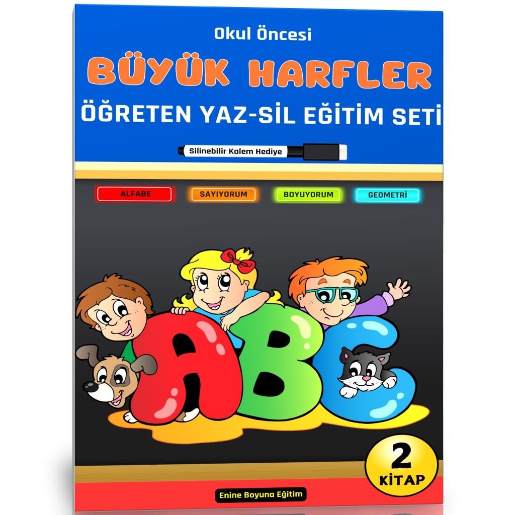 Okul Öncesi Büyük Harfleri Öğreten YAZ-SİL Eğitim Seti (2 Kitap)