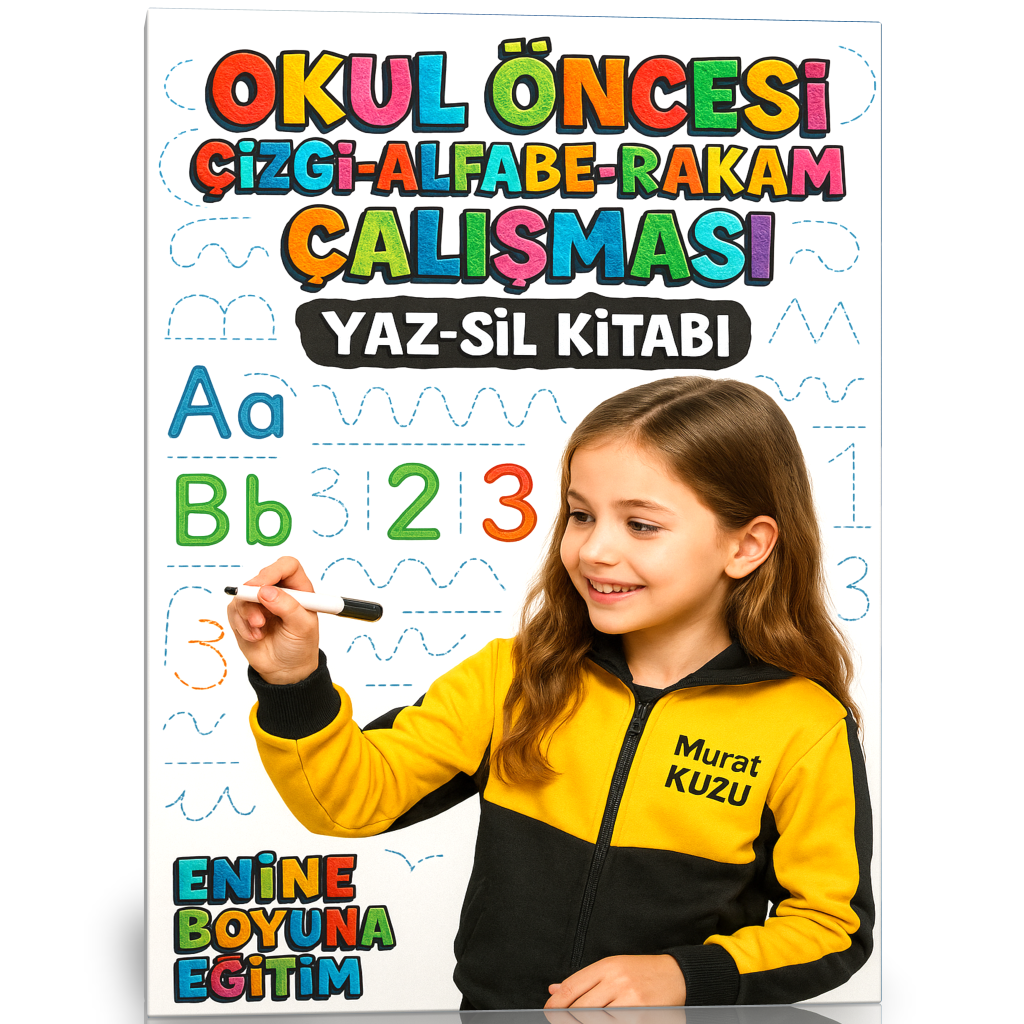 Okul Öncesi Çizgi-Alfabe-Rakam Çalışması YAZ-SİL Kitap Seti (3 Kitap)