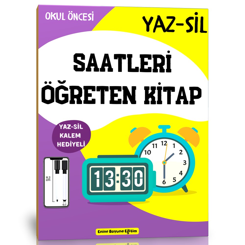 Okul Öncesi Saatleri Öğreten YAZ-SİL Kitabı 