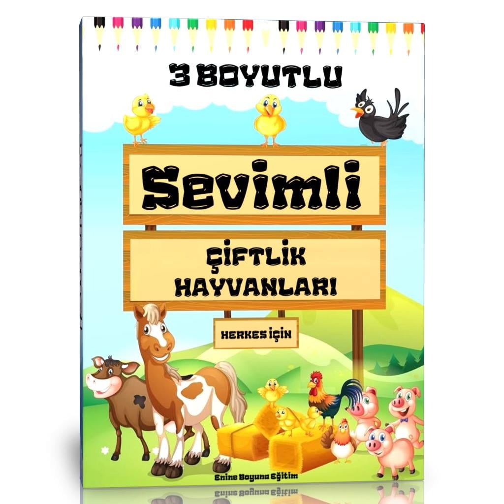 Sevimli Çiftlik Hayvanları Boyama Kitabı (3 Boyutlu)
