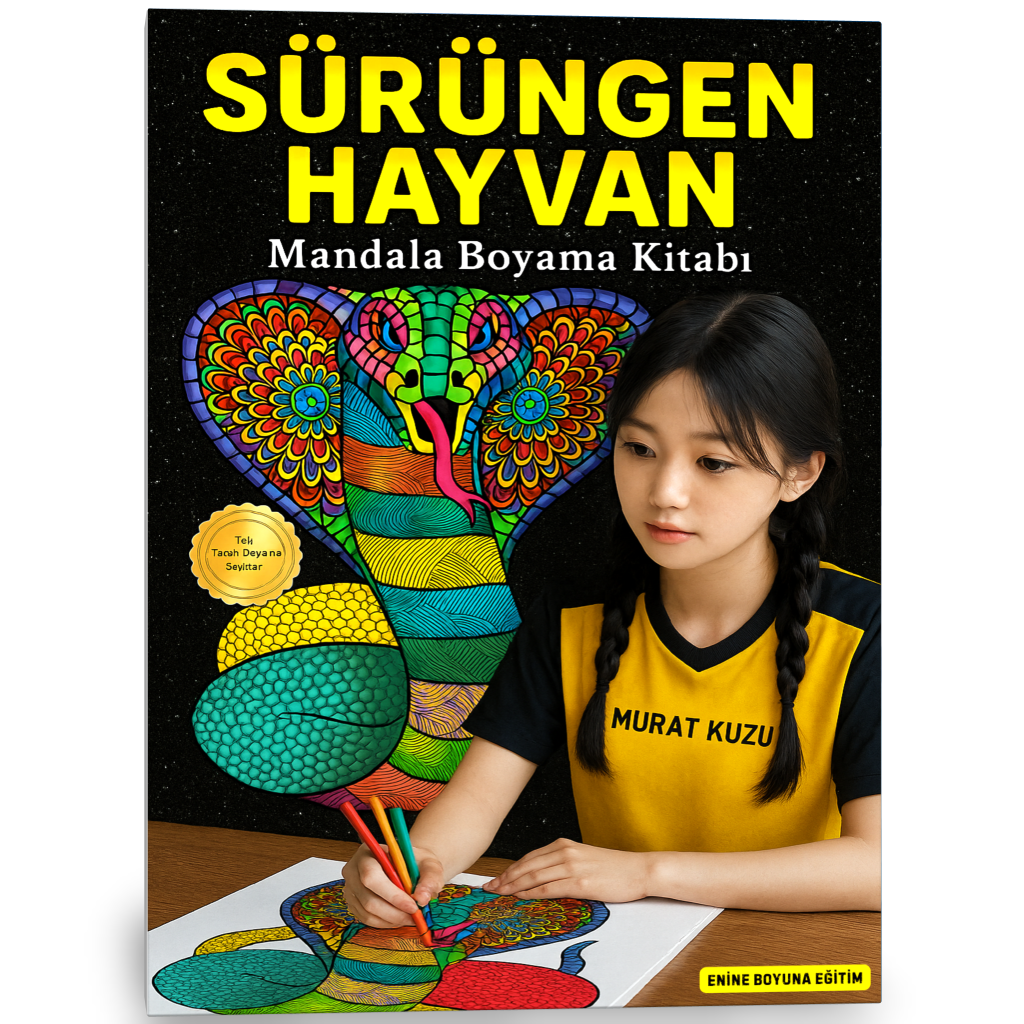 Sürüngen Hayvanlar Mandala Boyama Kitabı (48 Mandala)