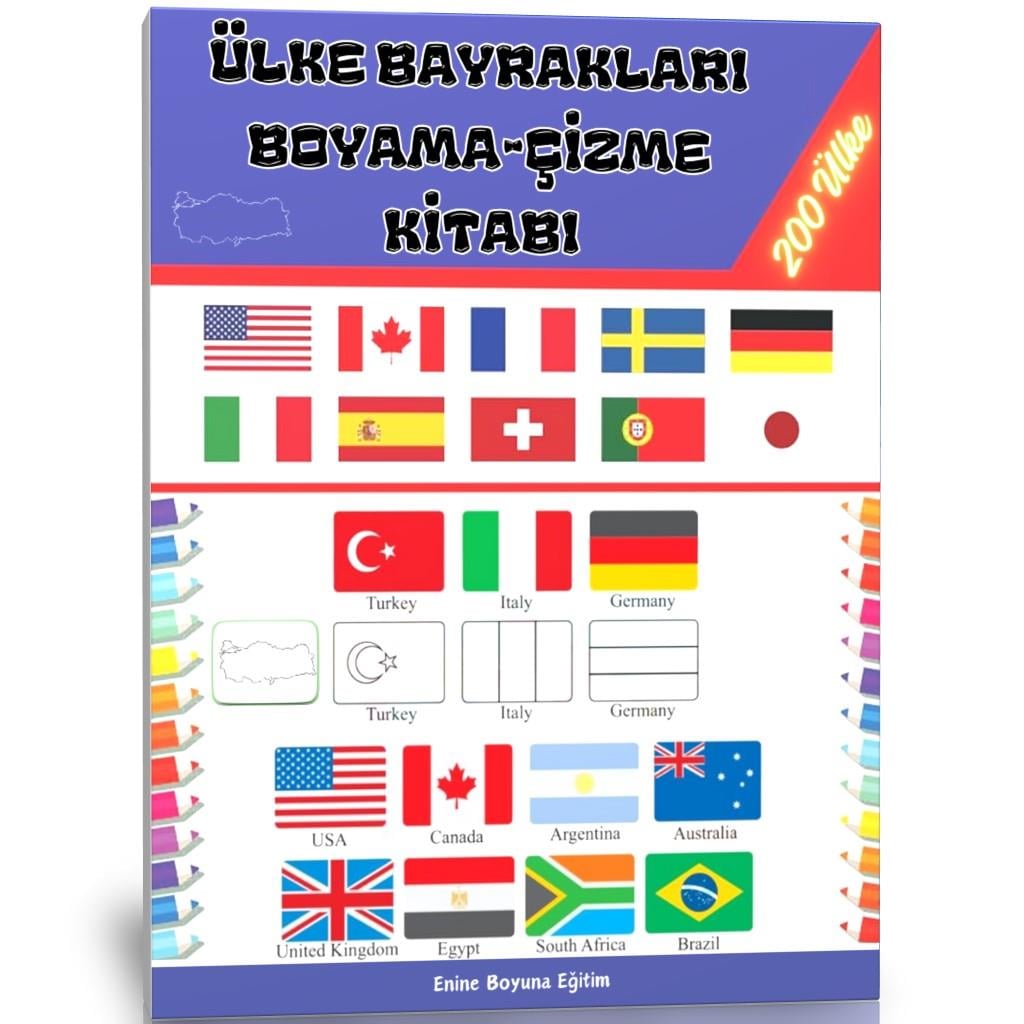 Ülke Bayrakları BOYAMA-Çizme Kitabı 