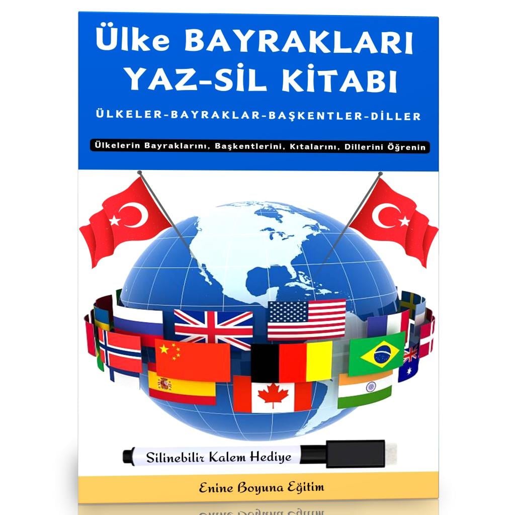 Ülke Bayrakları Yaz-Sil Kitabı (Herkes İçin)