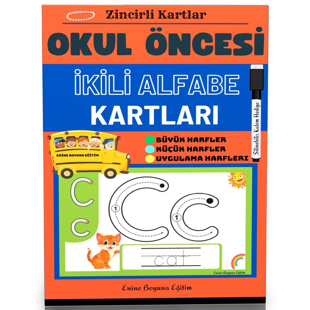 Zincirli Alfabe Çalışma Kartları (Laminasyonlu)