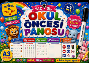 OKUL ÖNCESİ PANOSU – A3 BÜYÜK BOY YAZ-SİL EĞİTİM SETİ