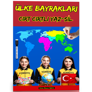 Ülke Bayrakları Öğreten Cırt Cırtlı YAZ-SİL Kitabı (198 Ülke)