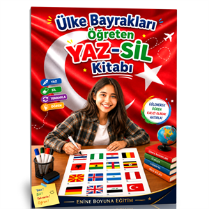 Ülke Bayrakları Öğreten YAZ-SİL Kitabı