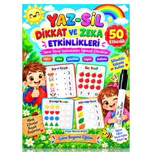 YAZ-SİL VE CIRT CIRTLI DİKKAT VE ZEKÂ ETKİNLİKLERİ KİTABI – 50 ETKİNLİK