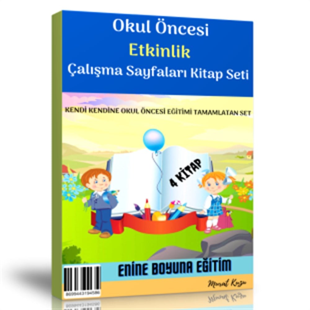  Okul Öncesi Etkinlik Çalışma Sayfaları Kitap Seti (4 Kitap)
