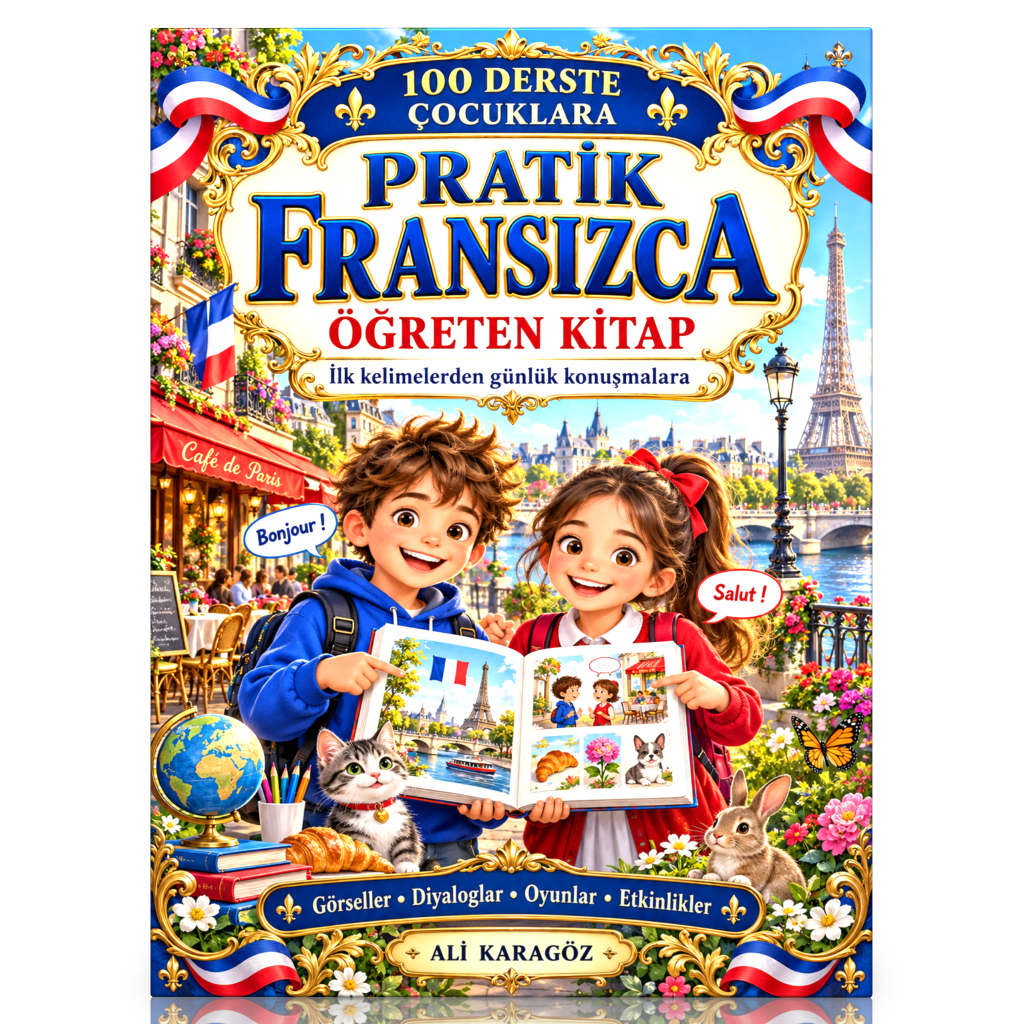 100 Derste Çocuklara Pratik Fransızca Öğreten Kitap 