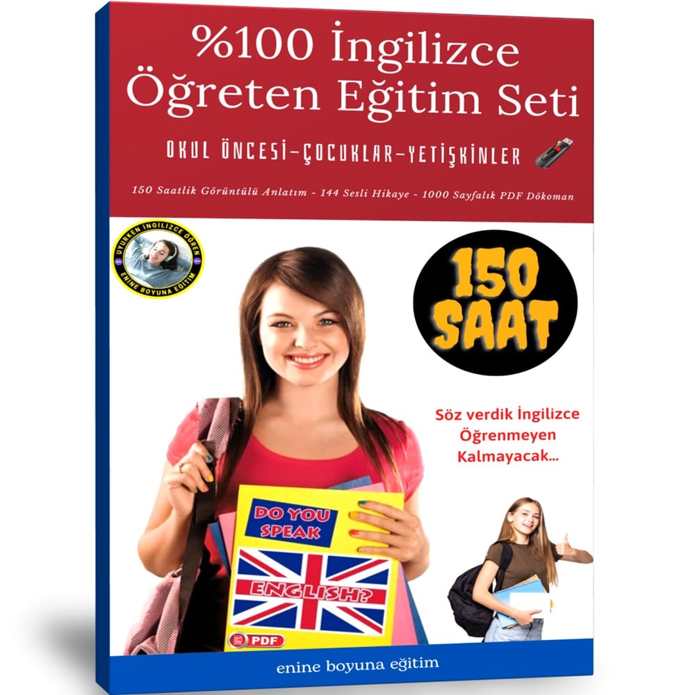 %100 İngilizce Öğreten Eğitim Seti (150 Saatlik Anlatım)